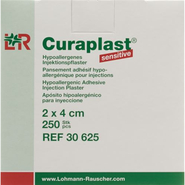 Curaplast Sensitive Injektionspfl 2cmx4cm 250 uds
