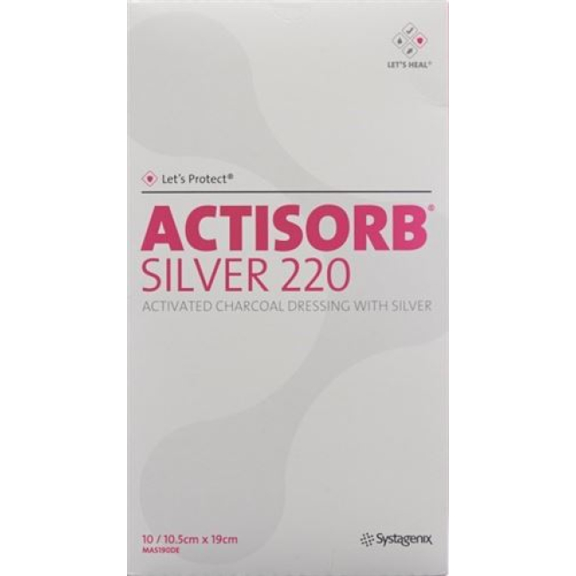 Actisorb Silver 220 Charcoal Bandage 19x10.5cm 10 pcs