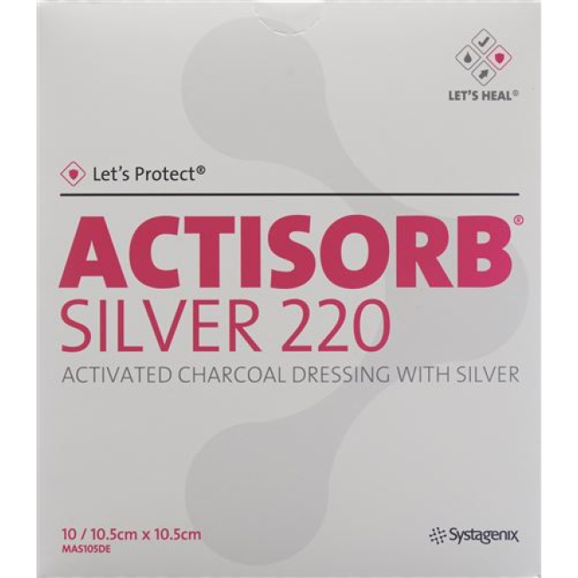 Actisorb Silver 220 Charcoal Bandage 10.5x10.5cm 10 pcs