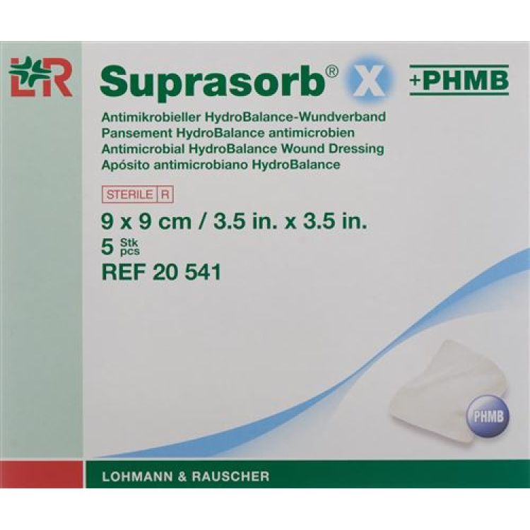 Suprasorb X + PHMB HydroBalance medicazione per ferite 9x9cm antimicrobico