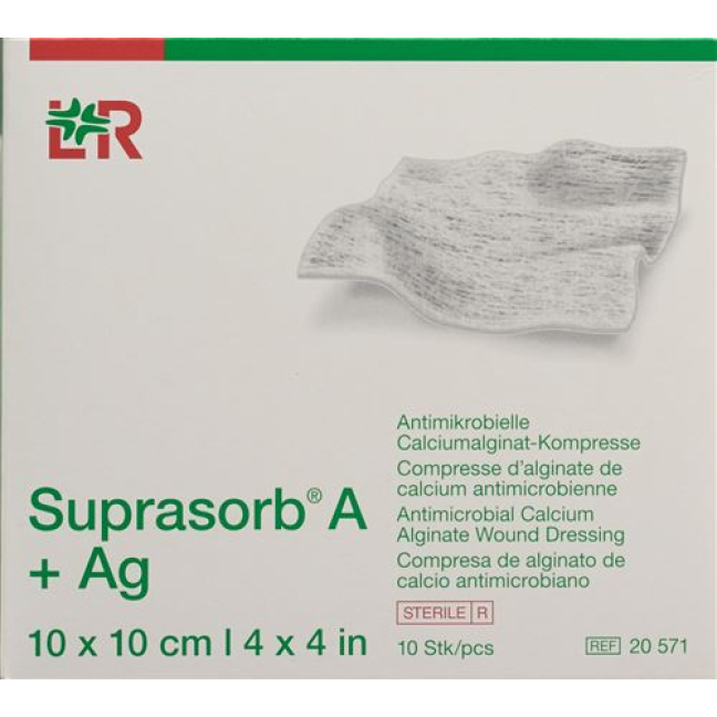 Suprasorb A +Ag calcium alginate compresses 10x10cm sterile 10 pcs