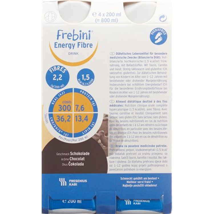 Frebini Energy Fiber DRINK שוקולד 4 בקבוקים 200 מ"ל