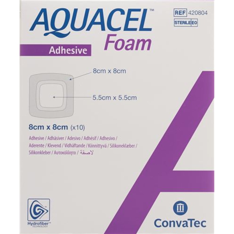 AQUACEL Foam pansement mousse adhésif 8x8cm 10 pcs