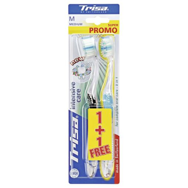 Trisa Intensive Care brosse à dents medium duo 2 pcs