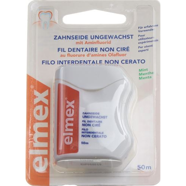 elmex dental floss 50m unwaxed