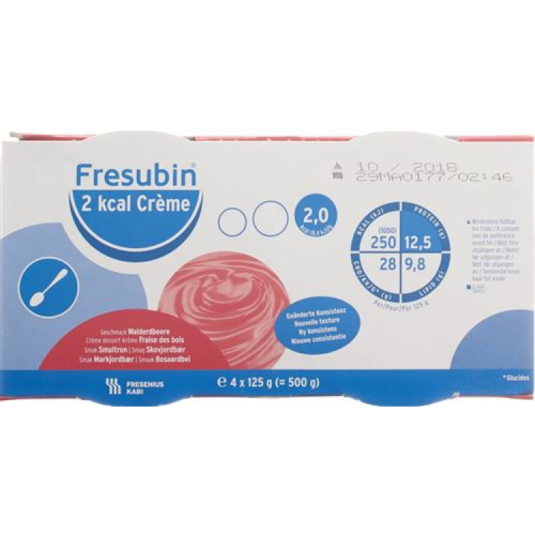 Fresubin 2 კკალ კრემი Walderdbeere 4 x 125 გ