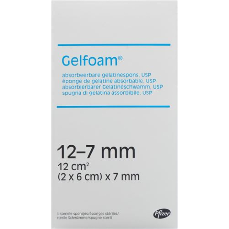 Желатиновые губки Gelfoam 20x60x7мм 12см2 4 шт.