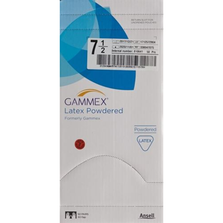 כפפות ניתוח Gammex 7½ לטקס באבקה 50 זוגות