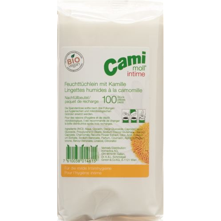 cami moll intim vådservietter refill 100 stk