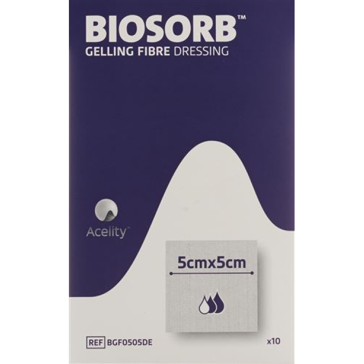 Gelling BIOSORB FIBER gel fiber wound dressing 5x5cm 10 pcs