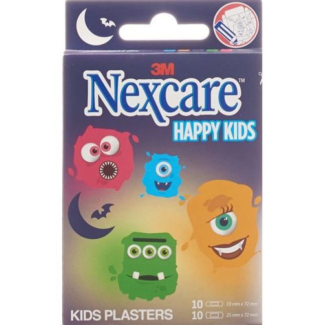 Bolalar uchun 3M Nexcare gipsi Happy Kids Monsters 20 dona