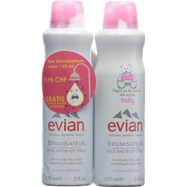 Evian Brumisateur Baby Duo + swimming Teddy 2 x 150 ml