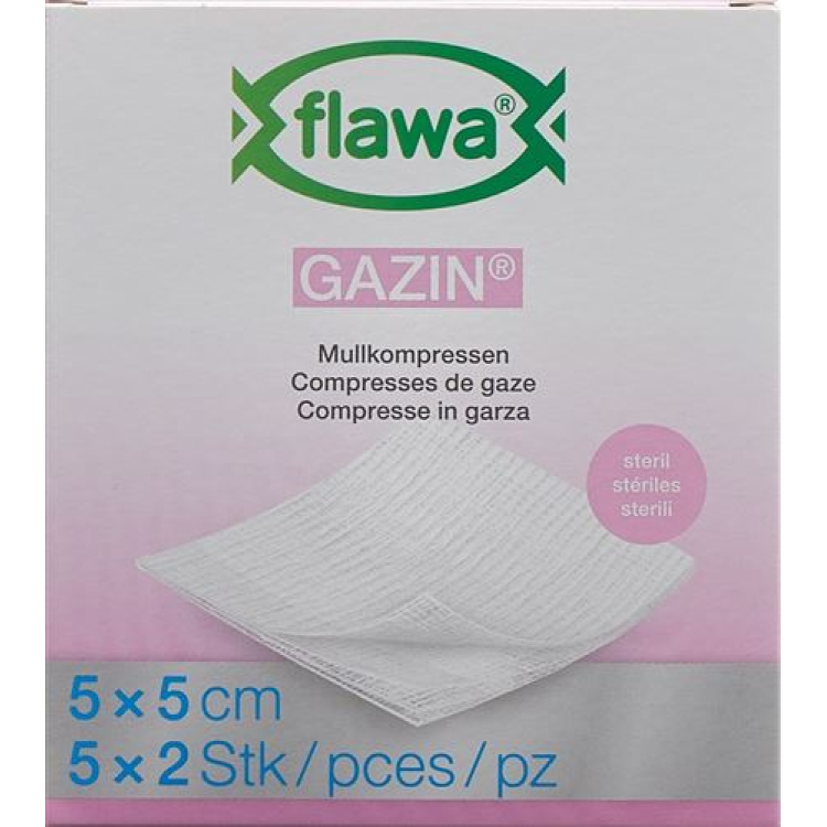 Flawa Gazin Mullkompressen 5x5cm មាប់មគ 5 x 2 កុំព្យូទ័រ