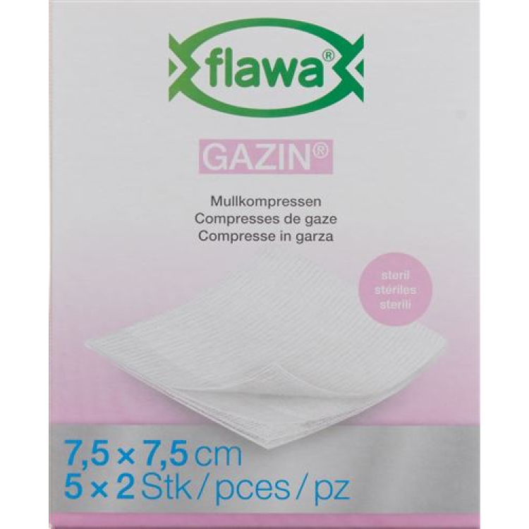 Flawa Gazin Mullkompressen 7.5x7.5cm மலட்டு 5 x 2 பிசிக்கள்