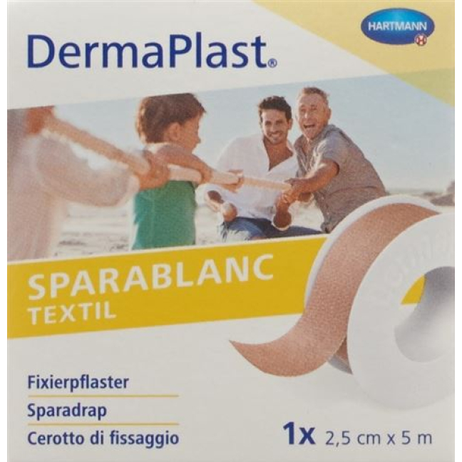 DermaPlast Sparablanc têxtil 2,5cm x 5m cor da pele