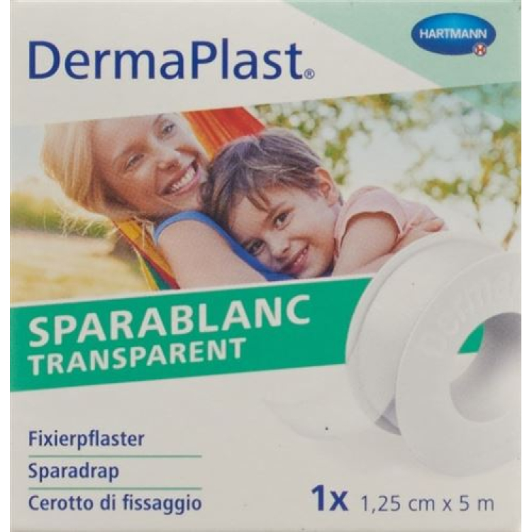 DermaPlast Sparablanc Skaidrus 1,25cmx5m baltas