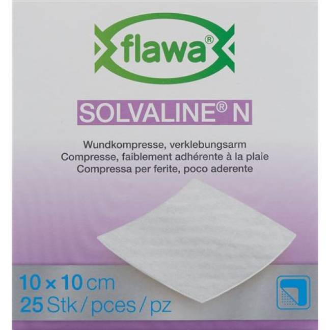 Flawa Solvaline N 10x10cm மலட்டுத்தன்மையை 25 pcs சுருக்குகிறது