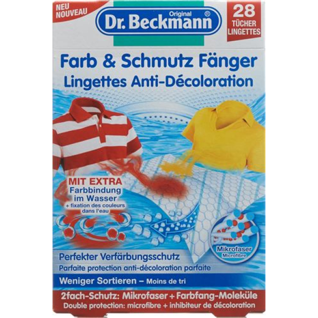 Dr Beckmann kleur- en zeef met microfiber + inktvalmoleculen 22 st