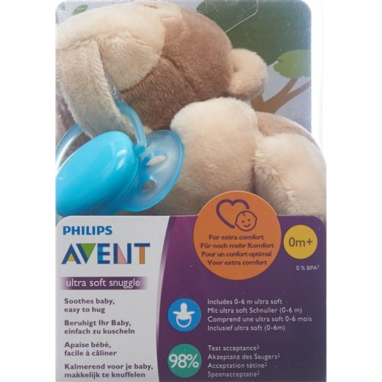 Avent Philips Snuggle + ultra soft monkey turquoise