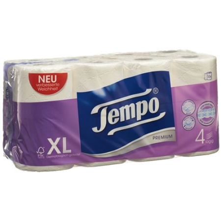 Tempo toiletpapir Premium hvid 4lagig 110 ark 9 enheder