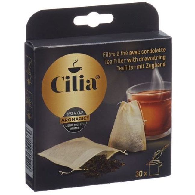 Cilia tea filter with drawstring