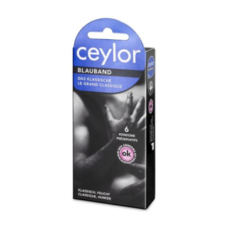 Condones Ceylor Blue Ribbon con depósito 6 piezas
