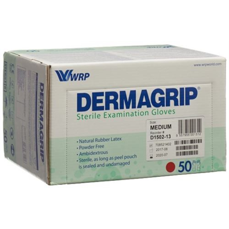 Luvas de exame Dermagrip Látex M estéril 50 pares