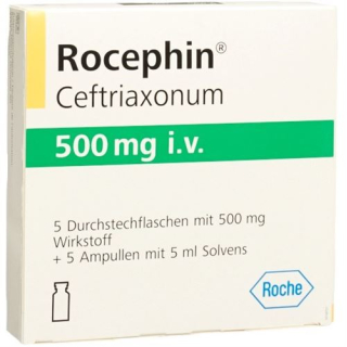 Rocephin seco sub 500 mg i.v. con Penetración de Disolventes 5 uds.