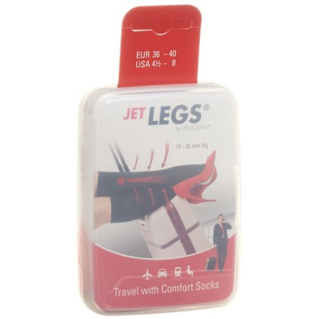 Jet Legs Travel čarape 36-40 crna kutija 1 par