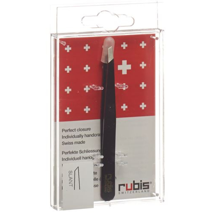 Rubis tweezers slanted ខ្មៅ Inox