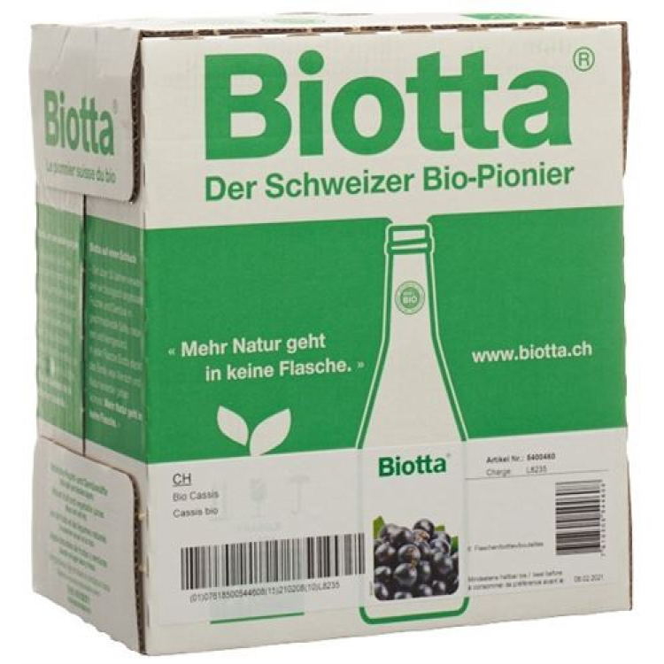 Biotta Bio Cassis 6 Fl 5 dl