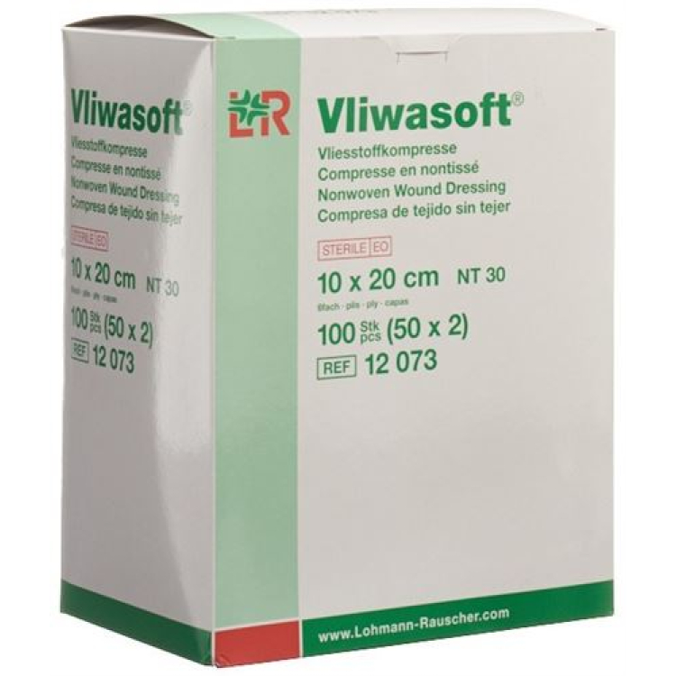 Vliwasoft non-woven vattpinner 10x20cm 6-lags steril 50 x 2 stk.