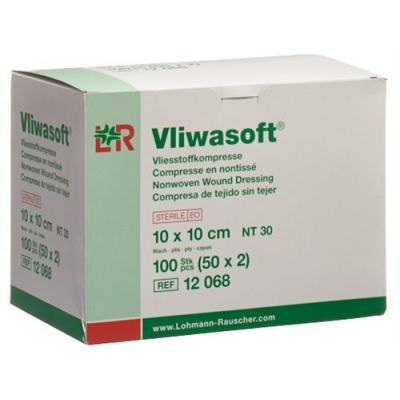 Vliwasoft बिना बुने हुए स्वैब 10x10cm 6-प्लाई स्टेराइल 50 x 2 पीस