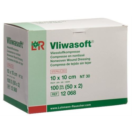 Hisopos no tejidos Vliwasoft 10x10cm 6 capas estériles 50 x 2 uds.