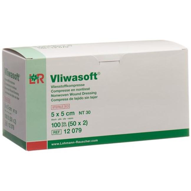 Vliwasoft Non-Woven Swabs 5x5cm - 6-Ply Sterile (50 x 2 pcs) - Beeovita