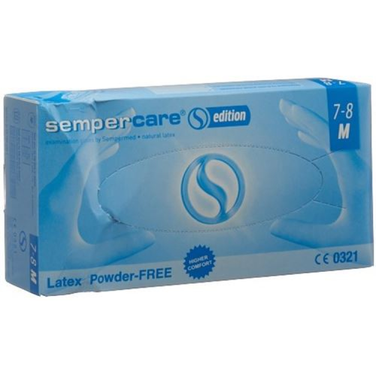 כפפות Sempercare Edition ללא אבקת לטקס M 100 יח'