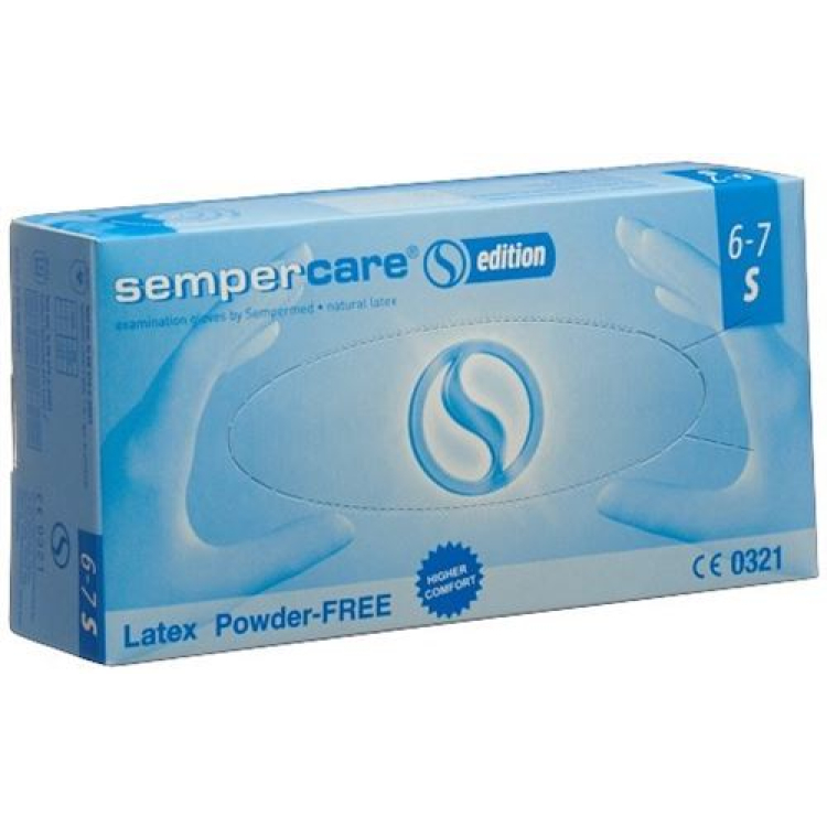 Sempercare Edition қолғаптары латекс ұнтағы жоқ 100 дана S