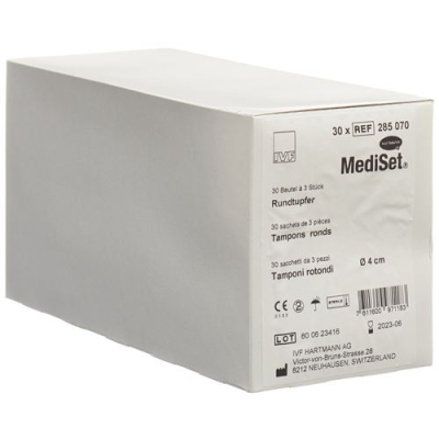 Mediset round swab 4cm មាប់មគ 30 bag 3 pcs