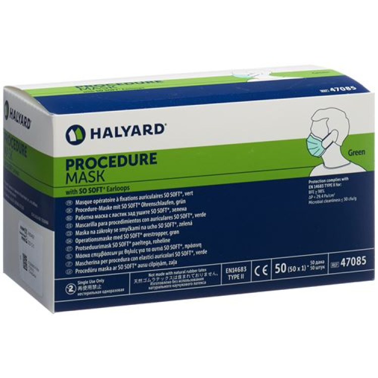 Halyard maska ​​medicinske sestre zelena Tip II 50 kos