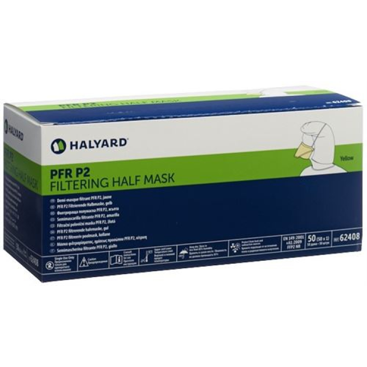 Halyard PFR P2 TBC ყვითელი ნიღაბი 50 ც