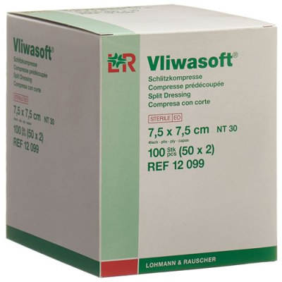 Vliwasoft Schlitzkompressen mit Y-Einschnitt 7.5x7.5cm steril 50