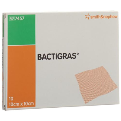 Bactigras gaze dressing 10cmx10cm 10 bag