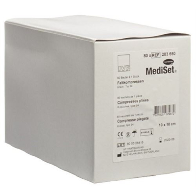 Mediset ivf faltkompressen type 24 10x10cm 8 fold sterile 80 bag