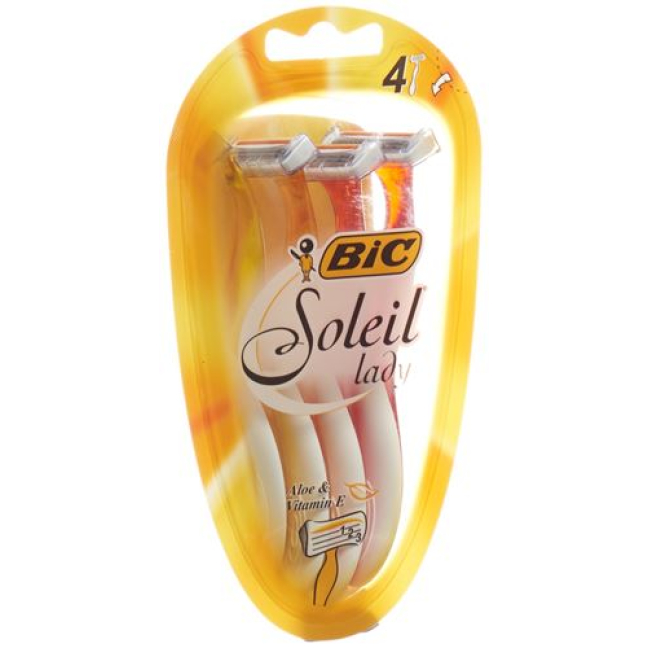 BiC Soleil ឡាម 3- blade សម្រាប់ស្ត្រី ពណ៌លឿង-ទឹកក្រូច-ក្រហម