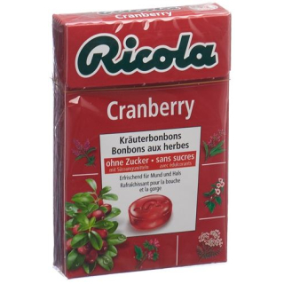 Ricola Cranberry žolelių saldainiai be cukraus 50g Dėžutė