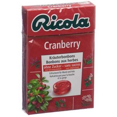 Ricola Cranberry žolelių saldainiai be cukraus 50g Dėžutė