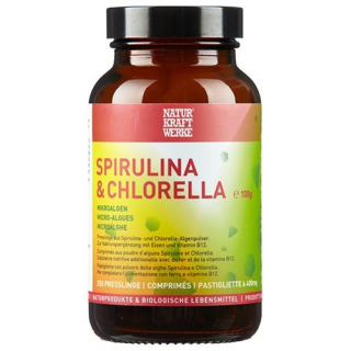 NaturKraftWerke Spirulina & Chlorella gránulos de 400 mg 250