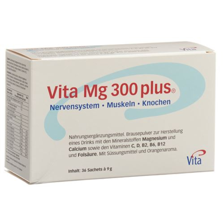 Vita Mg 300 Plus kuohuva jauhe oranssi 36 pussia 9 g