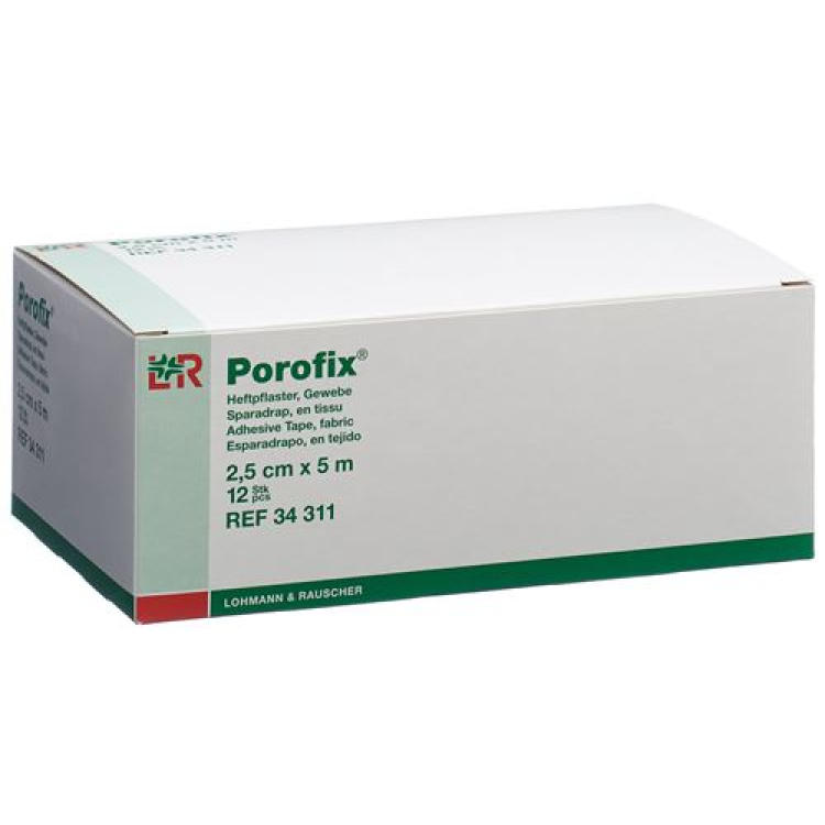 Porofix esparadrapo 2,5cmx5m rolo cor de pele 12 unid.