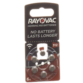 Rayovac аккумуляторлық есту аппараттары 1,4В V312 6 дана